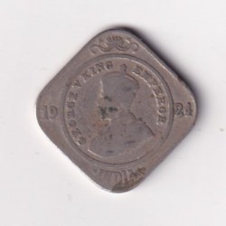 2 Anna 1924 George V Bombay Mint Rare Coin #K-24