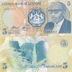 Lesotho 5 Maloti Rare UNC Note #Q