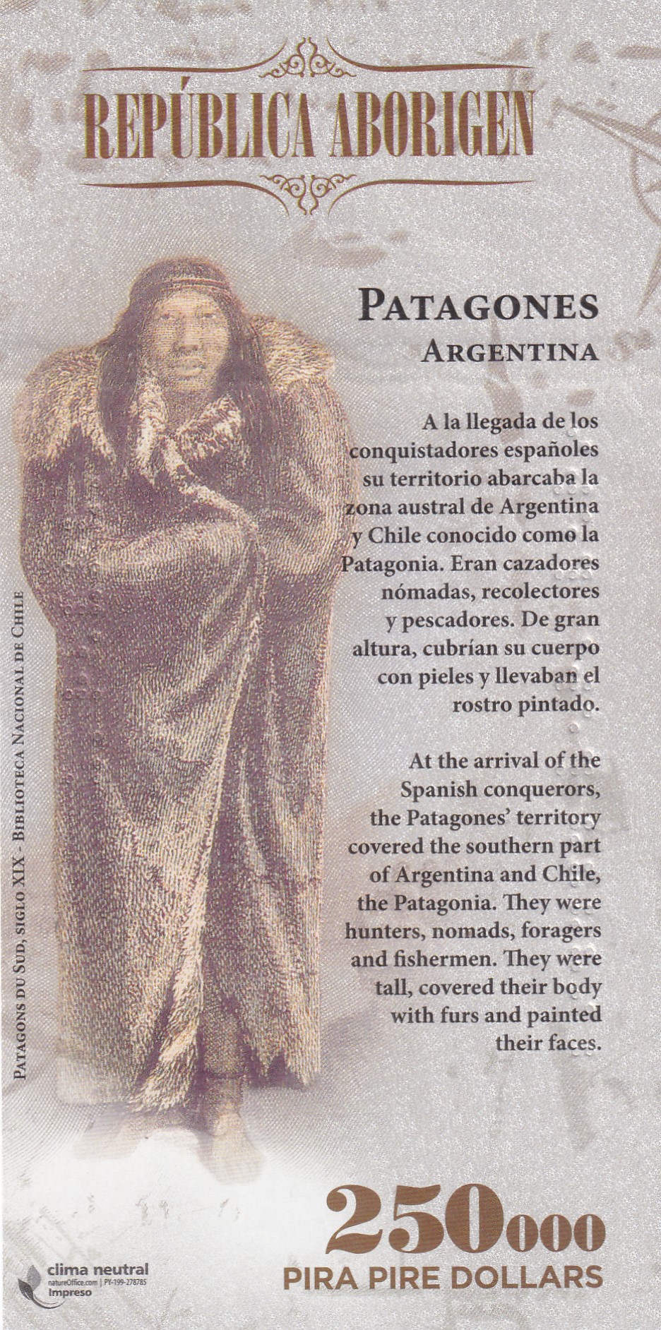 Republica Aborigen 250000 (250,000) Pira Pire $ Polymer 2014, UNC ButterflyPolymer UNC Note #B2