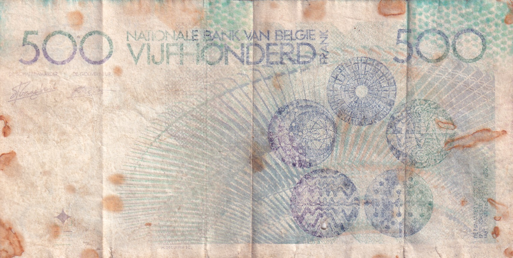 Belgium 500 Francs Rare Note (Condition As Per Image ) #B2