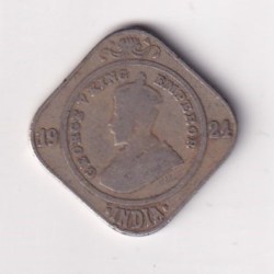 British- India 2 Annas 1924 George V Rare (Bombay Mint) Coin #K-39