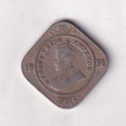 British- India 2 Annas 1936 George V Rare (Bombay Mint) Coin #K-36