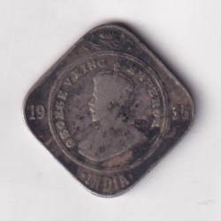 British- India 2 Annas 1935 George V Rare (Bombay Mint) Coin #K-30