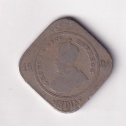 British- India 2 Annas 1924 George V Rare Coin #K-54