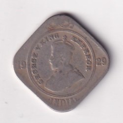 British- India 2 Annas 1929 George V Rare Coin #K-59