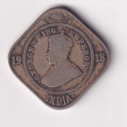 British- India 2 Annas 1918 George V Rare Coin #K-62