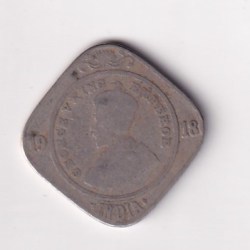British- India 2 Annas 1918 George V Rare Coin #K-63