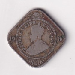 British- India 2 Annas 1918 George V Rare Coin #K-65