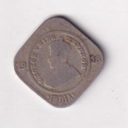 British- India 2 Annas 1918 George V Rare Coin #K-66