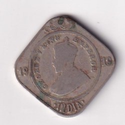 British- India 2 Annas 1919 George V Rare Coin #K-68