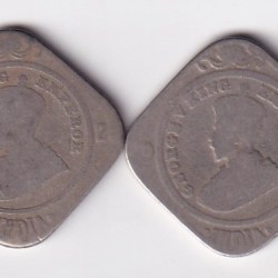 British- India 2 Annas George V Rare ( 2 Coin Set ) #K-73