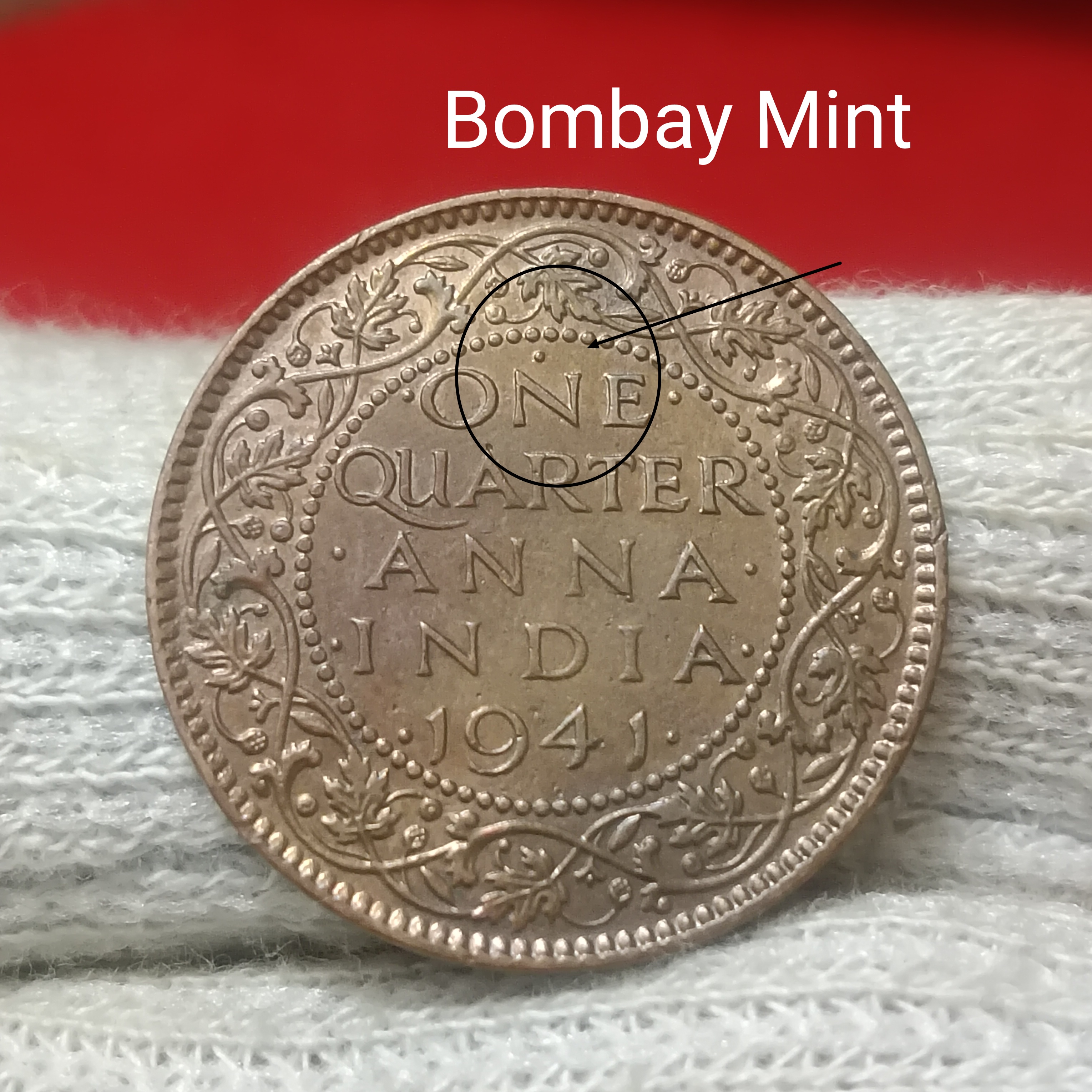 Extremely Rare Coin George Vi One Quarter Anna 1941 Year Bombay Mint British of India