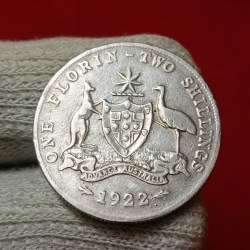 George V One Florin Two Shillings Advance Australia 1922 Year Silver Coin
