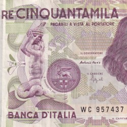 Italy 50 000 Lire (Bernini) Rare Note#B2