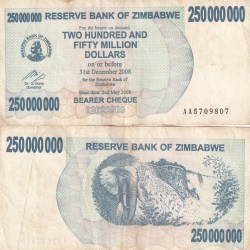 Zimbabwe 250000000 Dollar Rare Note