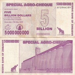 Zimbabwe 5000000000 Dollar Rare Note