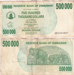 Zimbabwe 500000 Dollar Rare Note