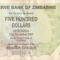 Zimbabwe 500 Dollars Rare Note with Fancy Number Ending 786