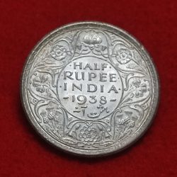 Rare Half Rupee Silver George VI 1938 Bombay Mint