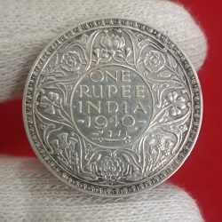 George Vi One Rupee Silver Coin Year 1940 Bombay Mint British of India 01