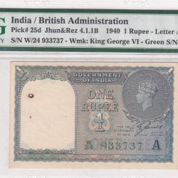 1 Rupees 1940 George VI Governor C.e.jones Rare (PMG Grade 63)