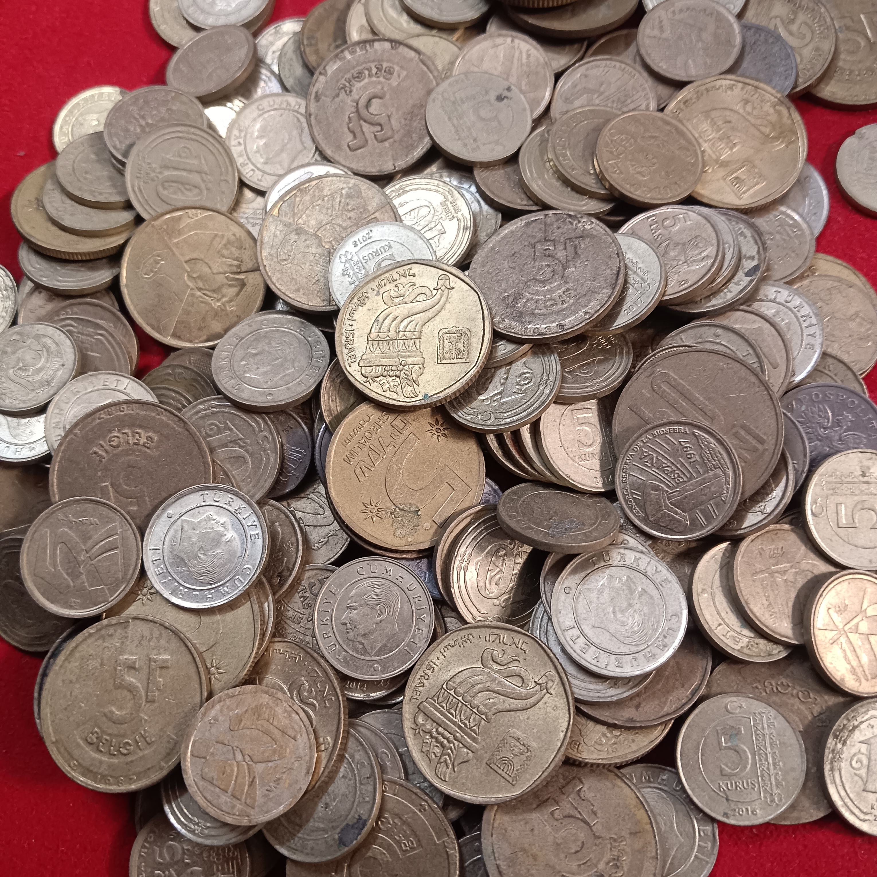 Five or Ten Turkey Or Israel Country Coins 100 Pcs Given