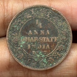 Indian Local and Princely states › Dhar, ¼ Anna 1887 - Victoria [Anand Rao Pawar III] Rare Coin #C-57