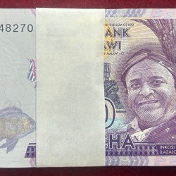 Malawi 20 Kwacha GEM UNC (100 Note) Serial Packet With 786 Fancy Number Note