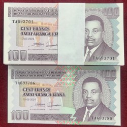 Burundi 100 Francs GEM UNC (100 Note) Serial Packet With 786 Fancy Number Note