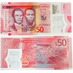 Jamaica S1Z1 50 Dollars Banknote 2023 P96 B252 UNC Polymer Note Replacement Issue Ultra Unique and Rare