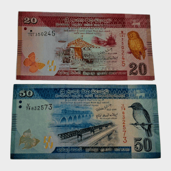 Srilanka 20 Rupees & 50 Rupees Birds Theme Set of 2 Bank Notes are in High Collectable Grades.