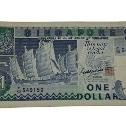 Singapore 1 Dollar Issued by Commissioners of Currency Ship 🚢 Series **Scare** High Collectable Grade.
