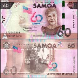 Samoa 60 Tala World Banknote 2023 P46 UNC Commemorative 60th Anniversary of Independence Unique and Rare