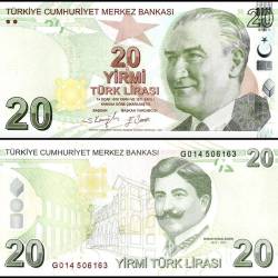 Turkey 20 Lira World Banknote L 1970 ND P224 Unc Unique and Rare