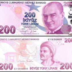 Turkey 200 Lira World Banknote L1970 P227e UNC Unique and Rare
