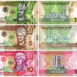 Turkmenistan 1 5 and 10 Manat 3 Pieces Banknote Set 2025 UNC Polymer Unique and Rare