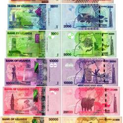 Uganda 1000 to 50000 Shillings Banknote 2023 to 2024 UNC Set Unique and Rare