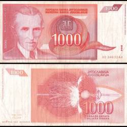 Yugoslavia 1,000 Dinara World Banknote 1992 P114 Used Unique and Rare