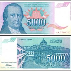 Yugoslavia 5000 Dinara World Banknote 1994 P141 Used Unique and Rare