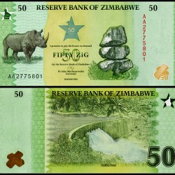 Zimbabwe 50 ZiG Zimbabwe Gold World Banknote 2026 P117 UNC Unique and Rare