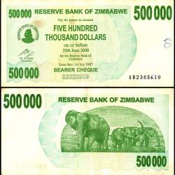 Zimbabwe 500000 Dollars World Banknote Bearer Cheque 2006 P44 Used Unique and Rare