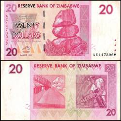 Zimbabwe 20 Dollars World Banknote 2007 P68 Used Unique and Rare