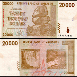 Zimbabwe 20000 Dollars World Banknote 2008 P73 Used Unique and Rare