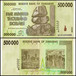 Zimbabwe 500000 Dollars World Banknote 2008 P76 Used Unique and Rare