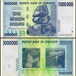 Zimbabwe 1 Million Dollars World Banknote 2008 P77 Used Condition Unique and Rare