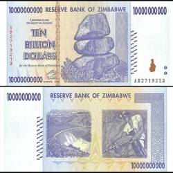 Zimbabwe 10 Billion Dollars World Banknote 2008 P85 Unc Unique and Rare