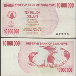 Zimbabwe 10 Million Dollars Bearer Cheque World Banknote 2008 P55 Used Unique and Rare