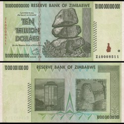 Zimbabwe 10 Trillion Dollars World Banknote 2008 P88 Replacement Issue Ultra Unique and Rare