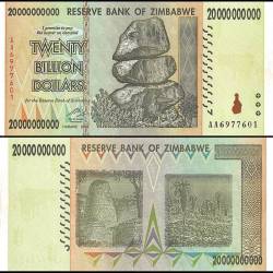 Zimbabwe 20 Billion Dollars World Banknote 2008 P86 Unc Unique and Rare