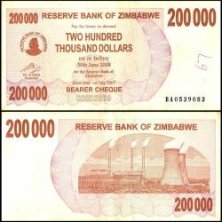 Zimbabwe 200000 Dollars World Banknote Bearer Cheque 2006 P44 Used Unique and Rare